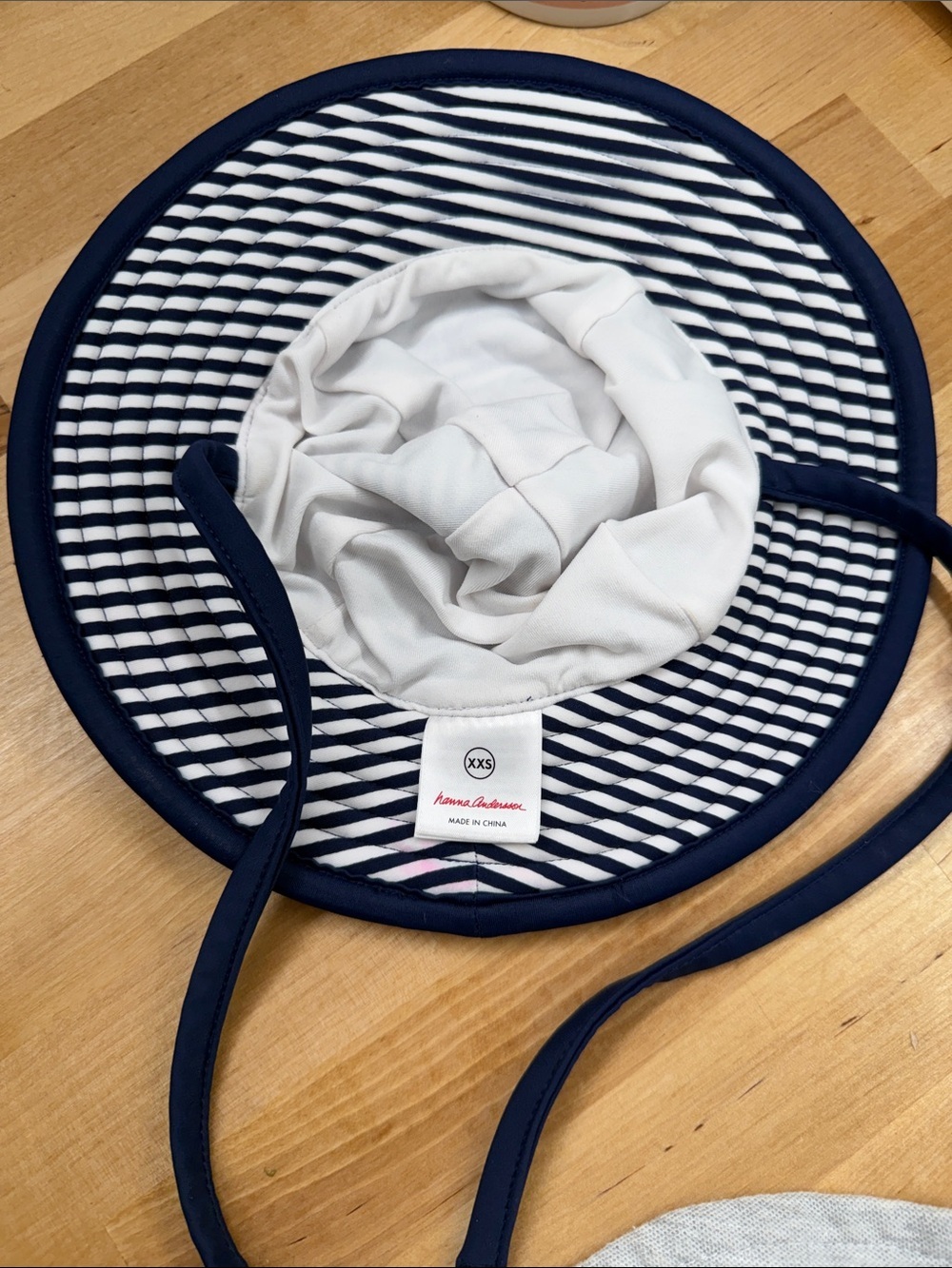 Hanna Anderson Baby Sun Hat - Navy Stripe / & Light Gray Bucket Hat Size XS - Picture 3 of 4